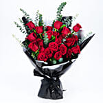 Beautiful Boquet Of 24 Red Roses With Mini Moet Champagne 200 Ml