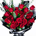 Beautiful Boquet Of 24 Red Roses With Mini Moet Champagne 200 Ml