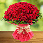 Bouquet Of 100 Roses With I Love You Balloon For Valentines