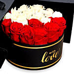 Charming Red & White Roses With Mini Moet Champagne 200 Ml For Valentines