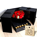 Designer Roses And Chocolate Box With I Love You Table Top For Valentines