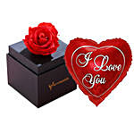 Forever Red Rose Box With I Love You Balloon For Valentines