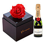 Forever Red Rose Box With Mini Moet Champagne 200 Ml For Valentines