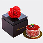 Forever Red Rose Box With Mini Mousse Cake For Valentines