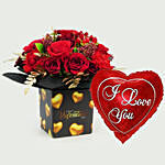 Golden Moments Valentines Flowers With I Love You Balloon