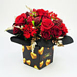 Golden Moments Valentines Flowers With Mini Moet Champagne 200 Ml
