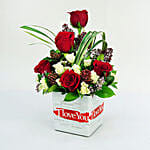 I Love You Flower In A Vase With Mini Mousse Cake