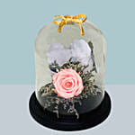 Pink Forever Rose In Glass Dome For Valentines Day