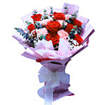 Rose & Carnation Bouquet With Mini Moet Champagne 200 Ml For Love
