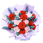 Rose & Carnation Bouquet With Mini Moet Champagne 200 Ml For Love