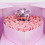 Roses With Perfume In Box With Mini Moet Champagne