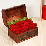 Treasured Red Roses Box With Mini Moet Champagne 200 Ml For Valentines