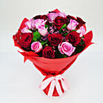 10 Pink & 10 Red Roses Bouquet For Valentines