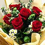 Designer Red Roses Bunch With Chocolate Cake