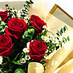Designer Red Roses Bunch With Teddy Bear