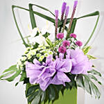 Exotic Mixed Flowers Green Cardboard Stand