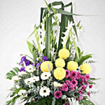 Heavenly Mixed Flowers Green Cardboard Stand