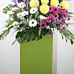Heavenly Mixed Flowers Green Cardboard Stand