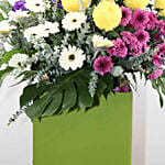 Heavenly Mixed Flowers Green Cardboard Stand