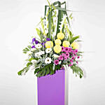 Heavenly Mixed Flowers Purple Cardboard Stand