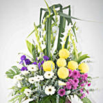 Heavenly Mixed Flowers Red Cardboard Stand