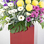 Heavenly Mixed Flowers Red Cardboard Stand