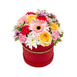 Vibrant Mixed Flowers Round Box
