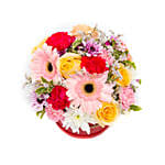 Vibrant Mixed Flowers Round Box