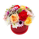 Vibrant Mixed Flowers Round Box