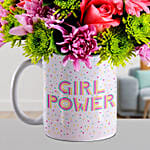 Heavenly Mixed Flowers In Girl Power Mug