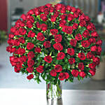 Ravishing 200 Red Roses In Glass Vase