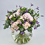 Spray Roses And Clematis Flowers Arrangement