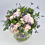 Spray Roses And Clematis Flowers Arrangement