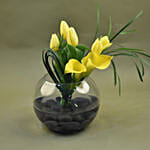 Bright Tulips & Lilies Fish Bowl Vase