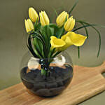 Bright Tulips & Lilies Fish Bowl Vase