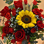 Charismatic Mixed Flowers Red Vase