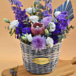 Delightful Mixed Flowers Round Basket