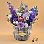 Delightful Mixed Flowers Round Basket