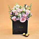 Elegant Mixed Flowers & Ferrero Rocher Black Box