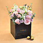 Elegant Mixed Flowers & Ferrero Rocher Black Box