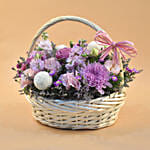 Enticing Mixed Flowers Round Basket