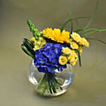 Eye Catching Mixed Flowers Fish Bowl Vase