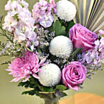 Graceful Mixed Flowers Cylindrical Vase