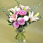 Gracious Mixed Flowers Cylindrical Vase