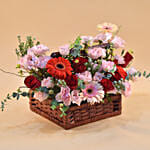 Heavenly Mixed Flowers Square Basket