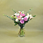 Gracious Mixed Flowers Cylindrical Vase