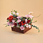 Heavenly Mixed Flowers Square Basket