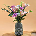 Mesmerising Mixed Flowers Designer Vase