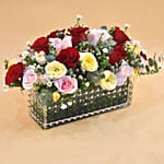 Mixed Roses Rectangular Vase