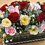 Mixed Roses Rectangular Vase